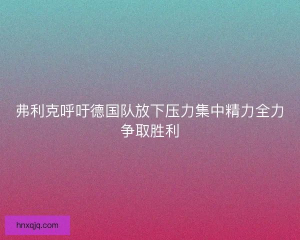 弗利克呼吁德国队放下压力集中精力全力争取胜利